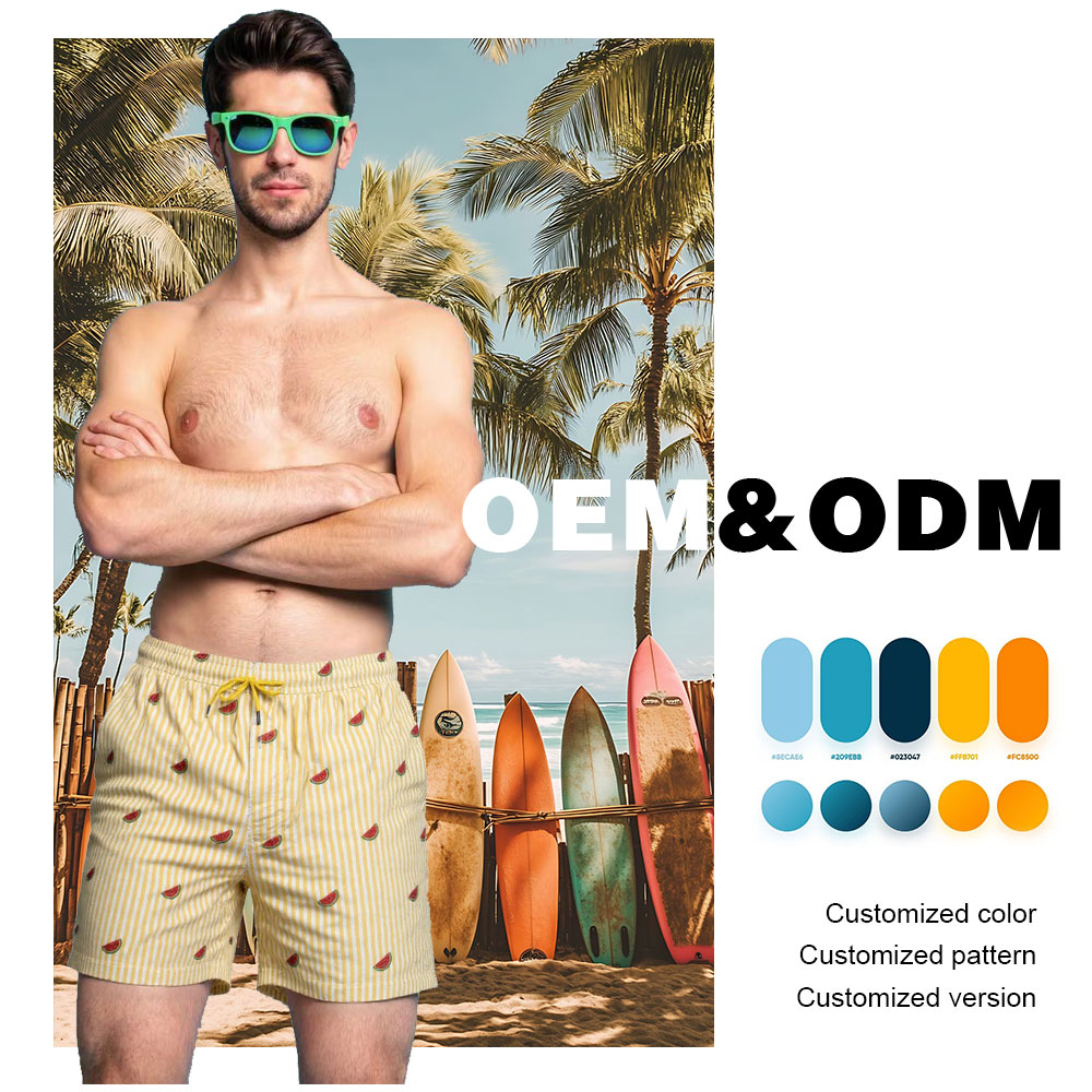 Men's Beach Shorts Elastic Waist Mesh Lining Swimming Trunks New Swimwear Bottom